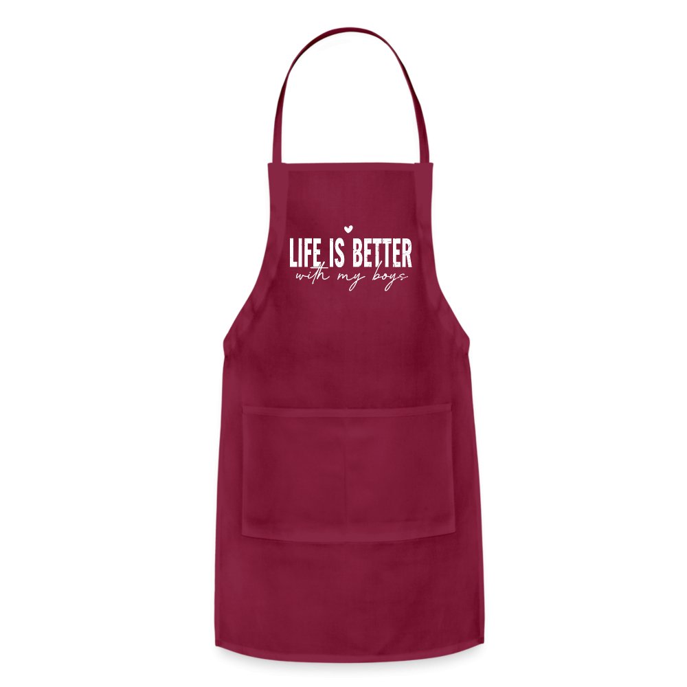 Life Is Better With My Boys - Adjustable Apron - black