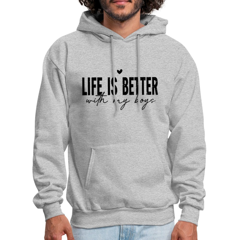 Life Is Better With My Boys Hoodie (Unisex) - heather gray