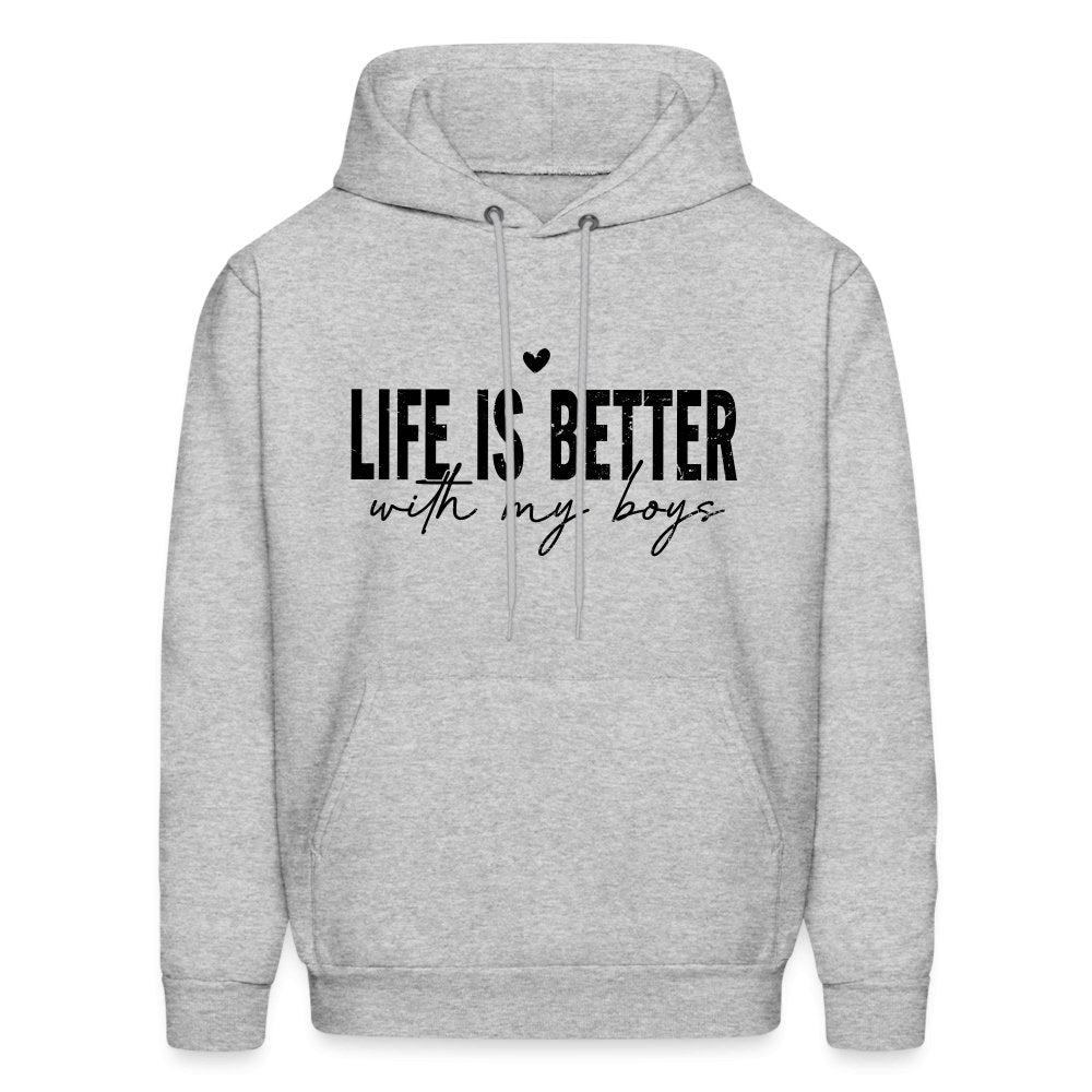 Life Is Better With My Boys Hoodie (Unisex) - heather gray