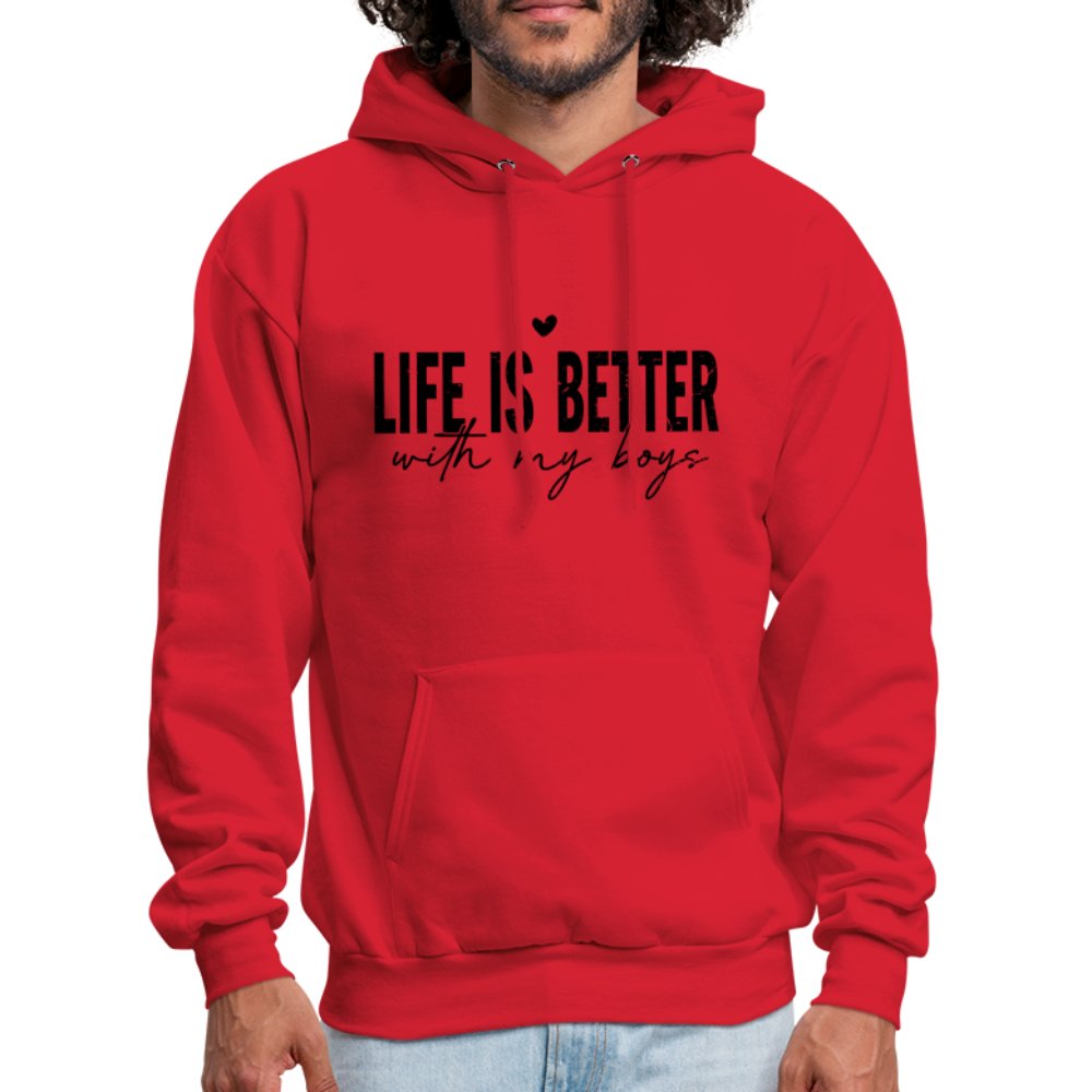 Life Is Better With My Boys Hoodie (Unisex) - red