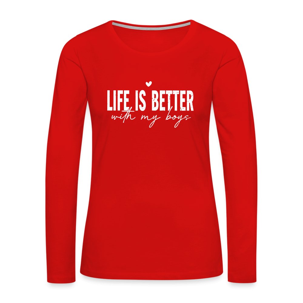 Life Is Better With My Boys - Women's Premium Long Sleeve T-Shirt - black