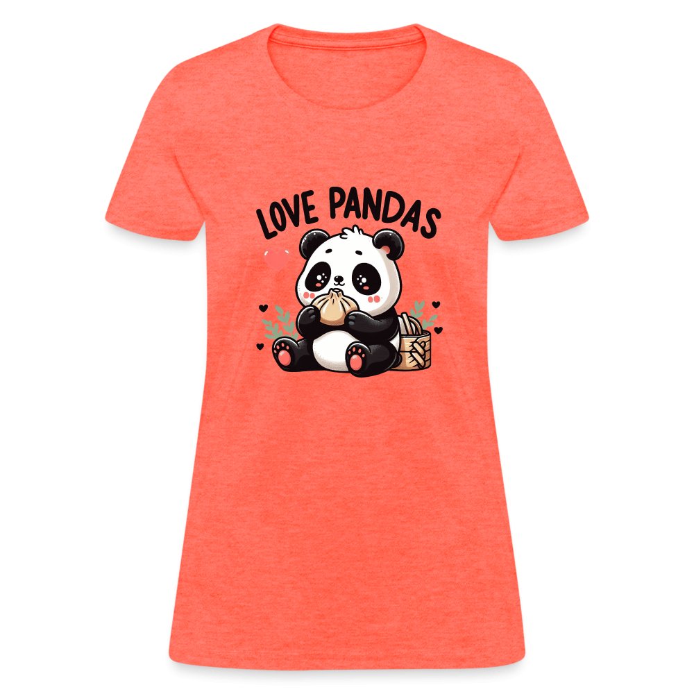 Love Pandas Women's Contoured T-Shirt - heather coral