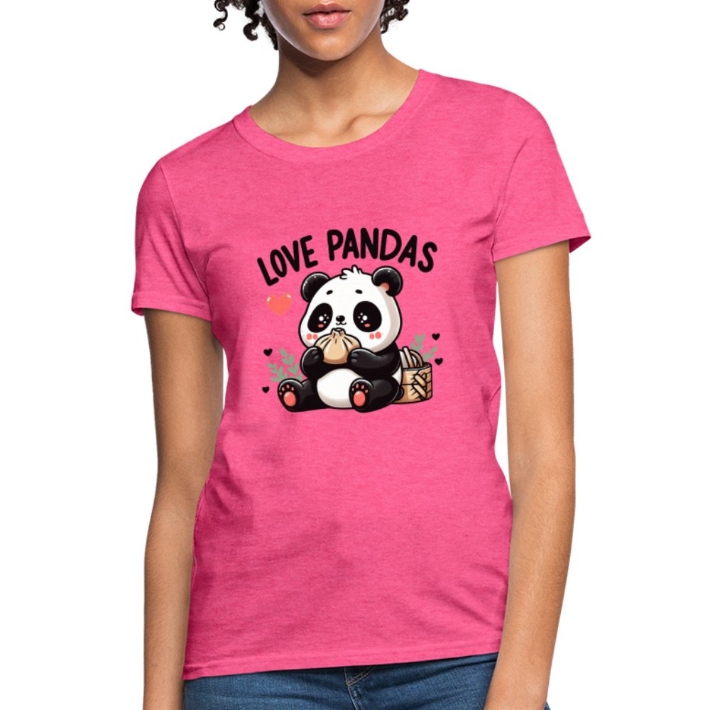 Love Pandas Women's Contoured T-Shirt - heather coral