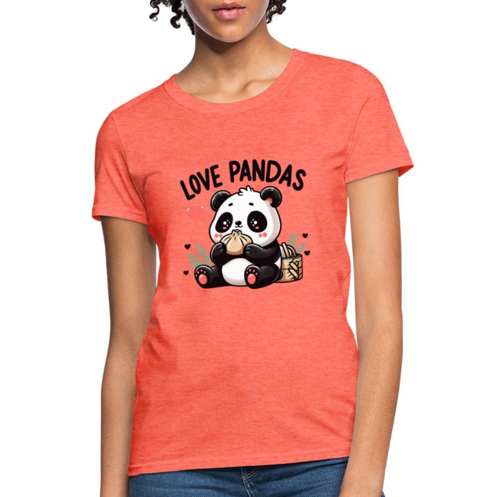 Love Pandas Women's Contoured T-Shirt - heather coral