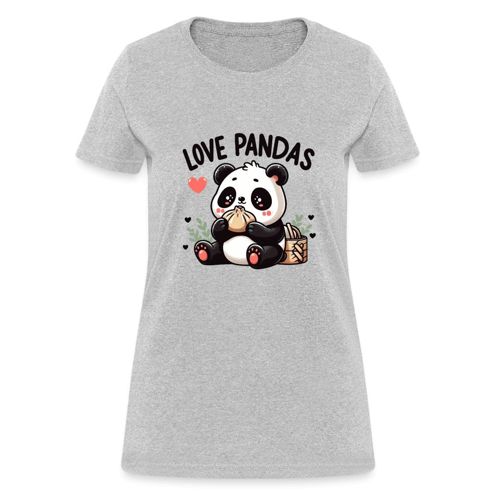 Love Pandas Women's Contoured T-Shirt - heather gray