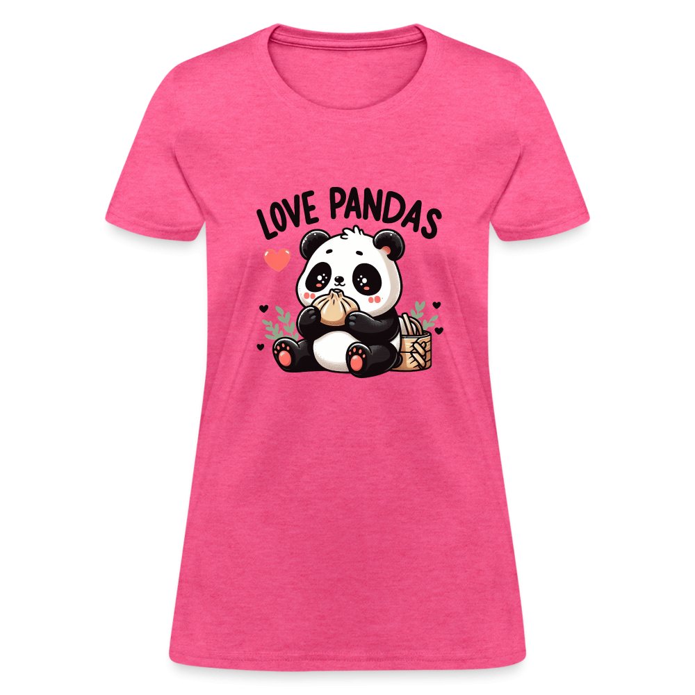 Love Pandas Women's Contoured T-Shirt - heather pink