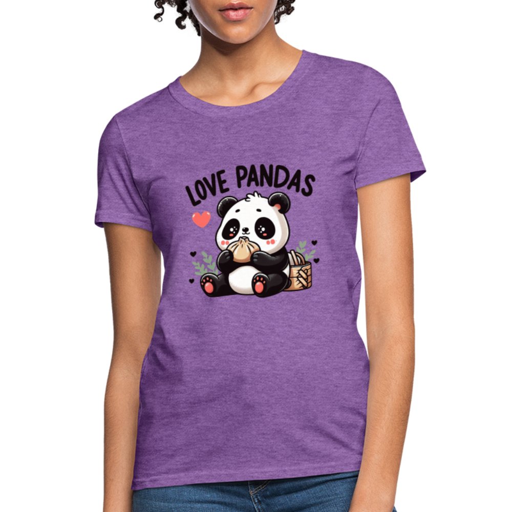 Love Pandas Women's Contoured T-Shirt - purple heather