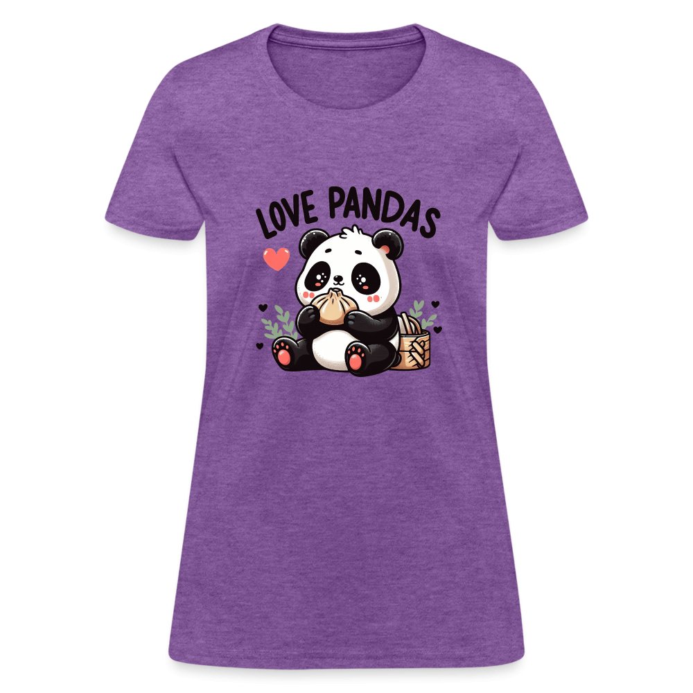 Love Pandas Women's Contoured T-Shirt - purple heather