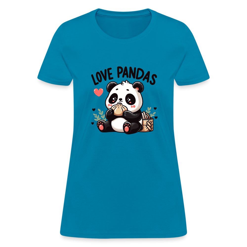 Love Pandas Women's Contoured T-Shirt - turquoise