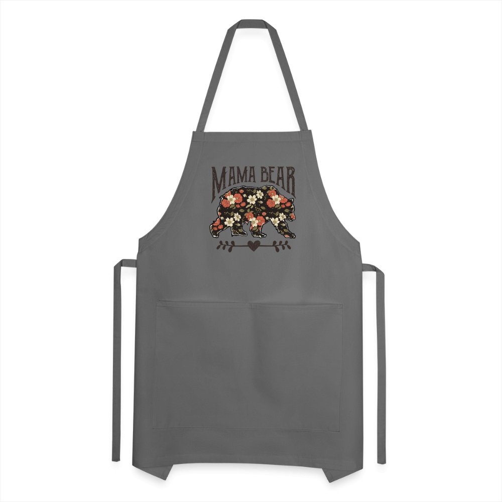 Mama Bear Adjustable Apron (Floral Design) - charcoal