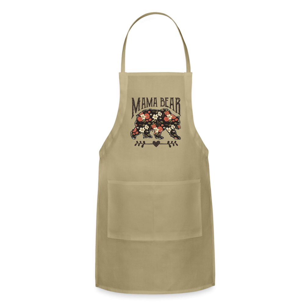 Mama Bear Adjustable Apron (Floral Design) - khaki