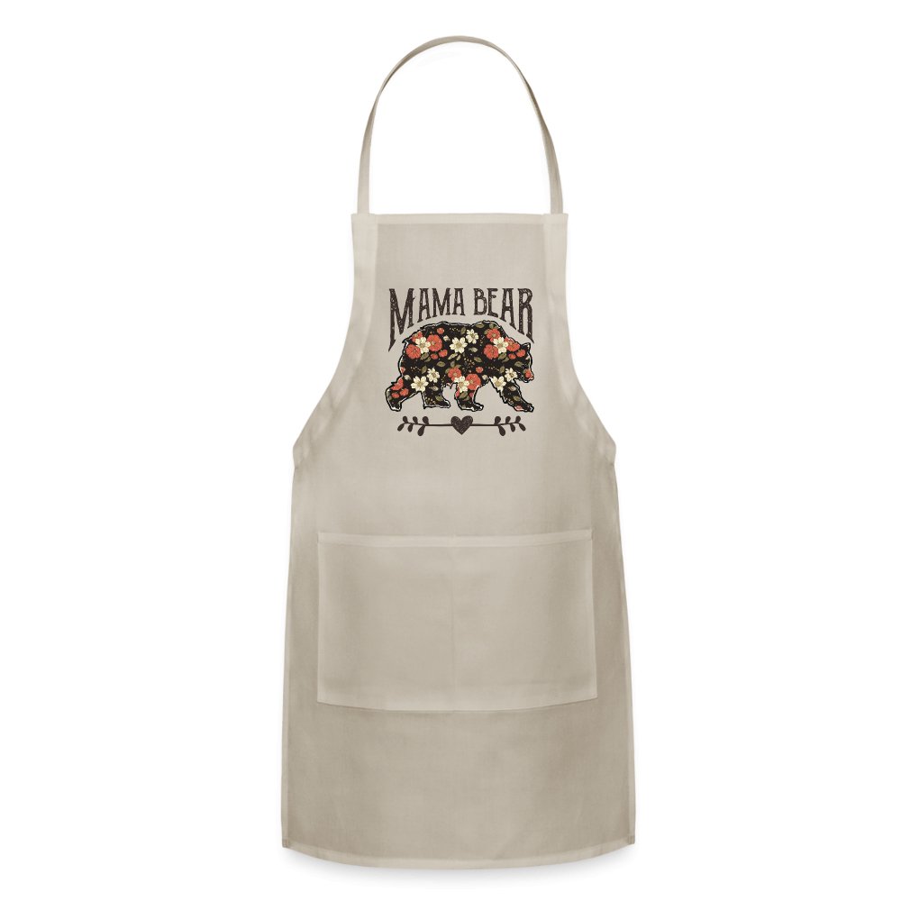 Mama Bear Adjustable Apron (Floral Design) - natural