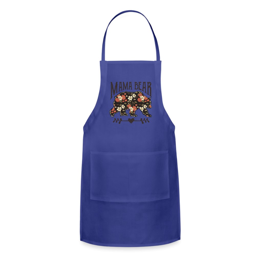 Mama Bear Adjustable Apron (Floral Design) - royal blue