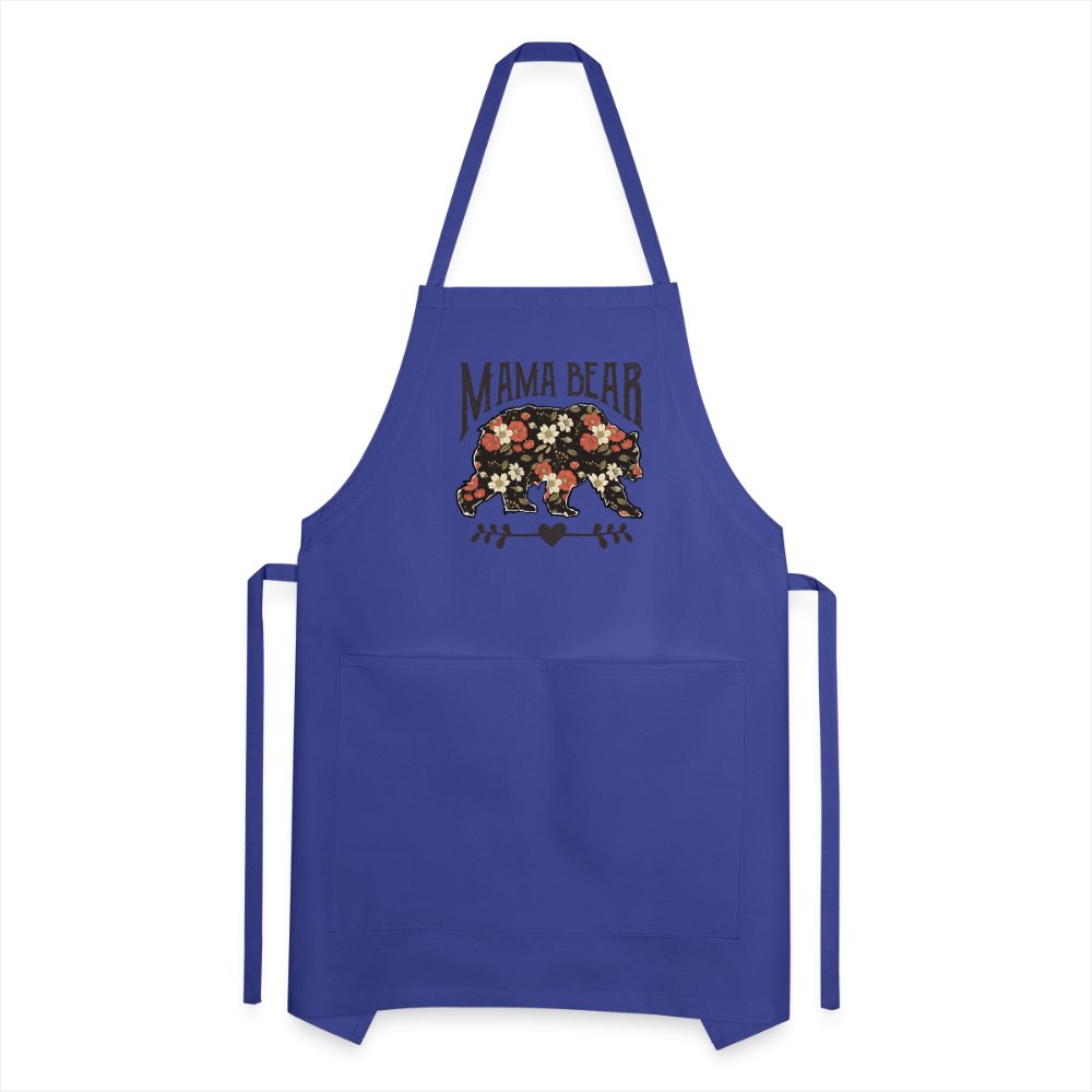 Mama Bear Adjustable Apron (Floral Design) - royal blue