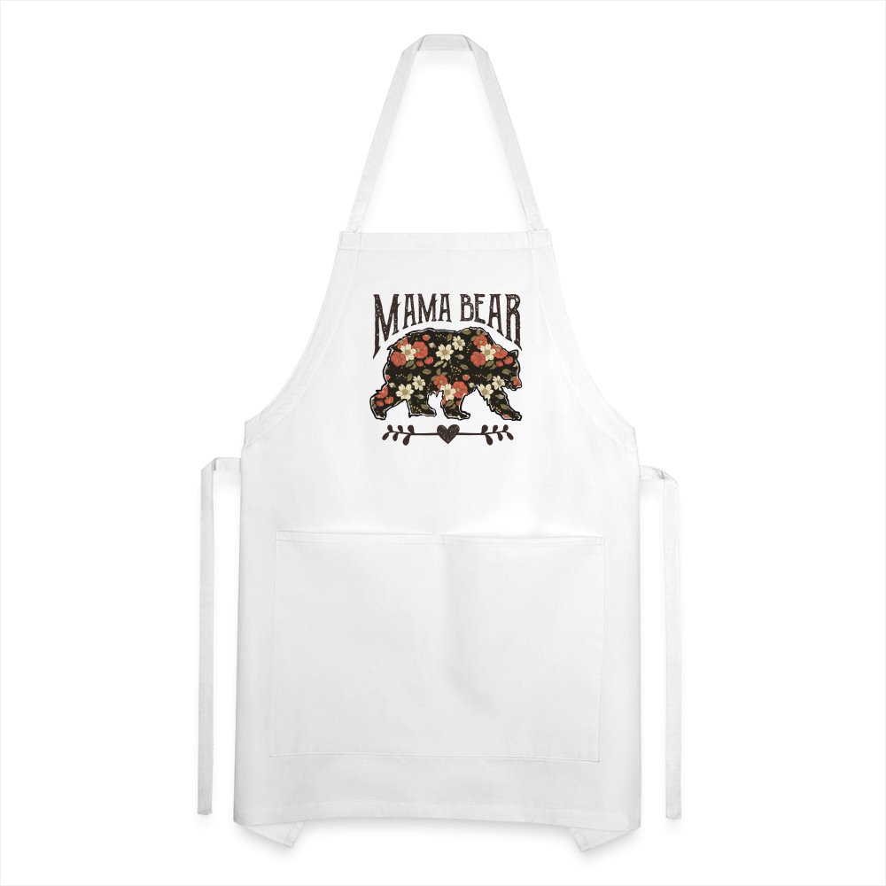 Mama Bear Adjustable Apron (Floral Design) - white