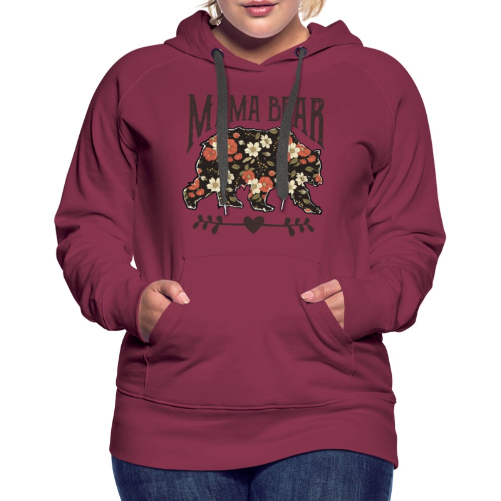 Mama Bear Premium Hoodie (Floral Design) - burgundy