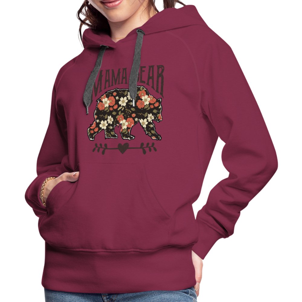 Mama Bear Premium Hoodie (Floral Design) - burgundy