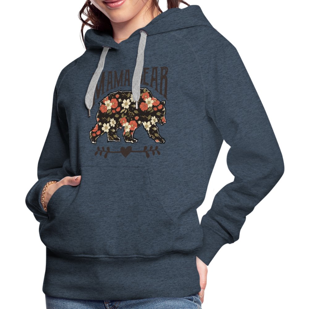 Mama Bear Premium Hoodie (Floral Design) - heather denim