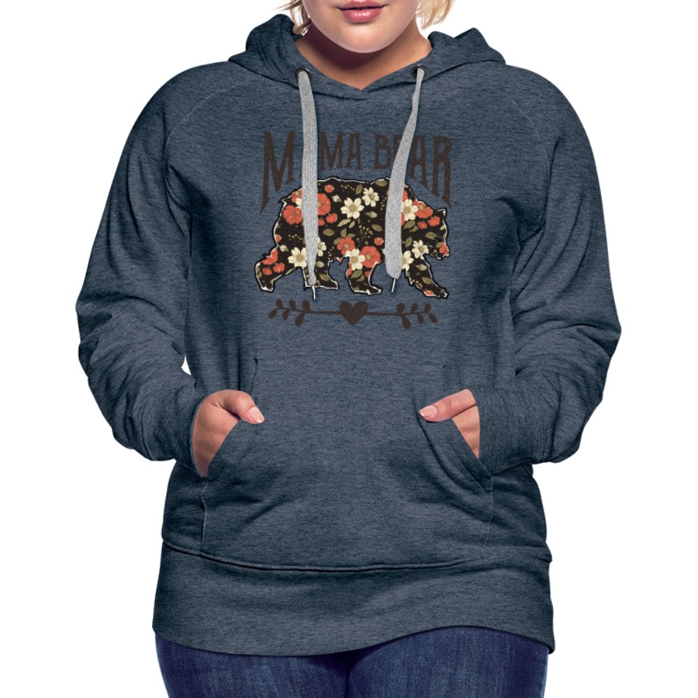 Mama Bear Premium Hoodie (Floral Design) - heather denim