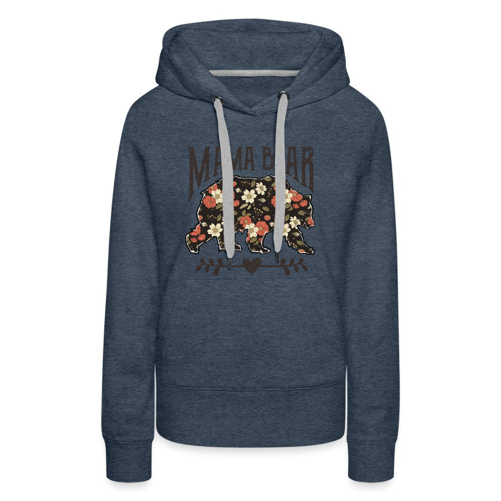 Mama Bear Premium Hoodie (Floral Design) - heather denim