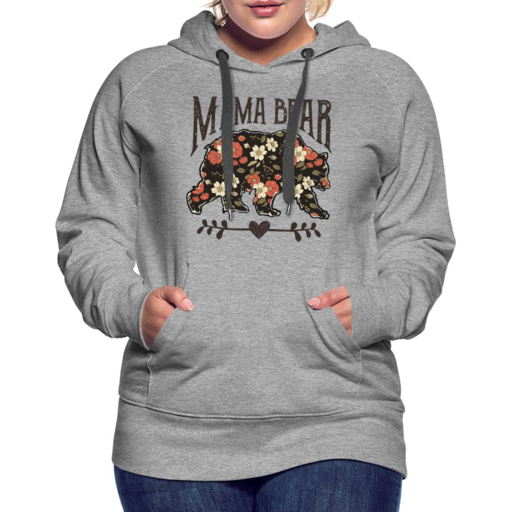 Mama Bear Premium Hoodie (Floral Design) - heather grey