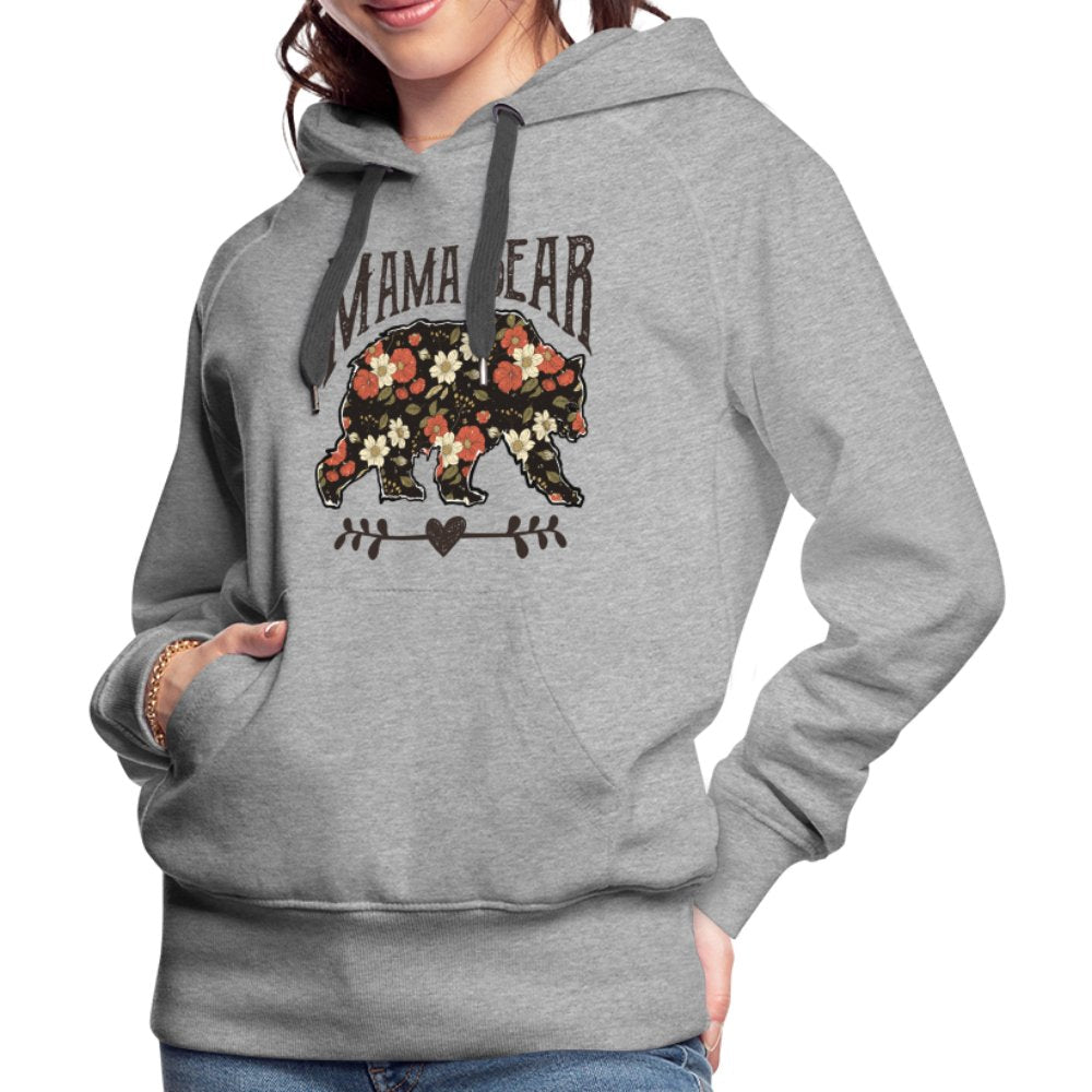 Mama Bear Premium Hoodie (Floral Design) - heather grey