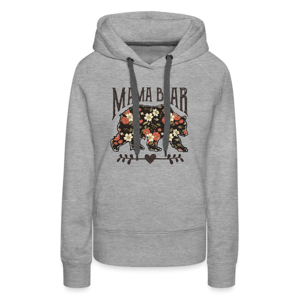 Mama Bear Premium Hoodie (Floral Design) - heather grey