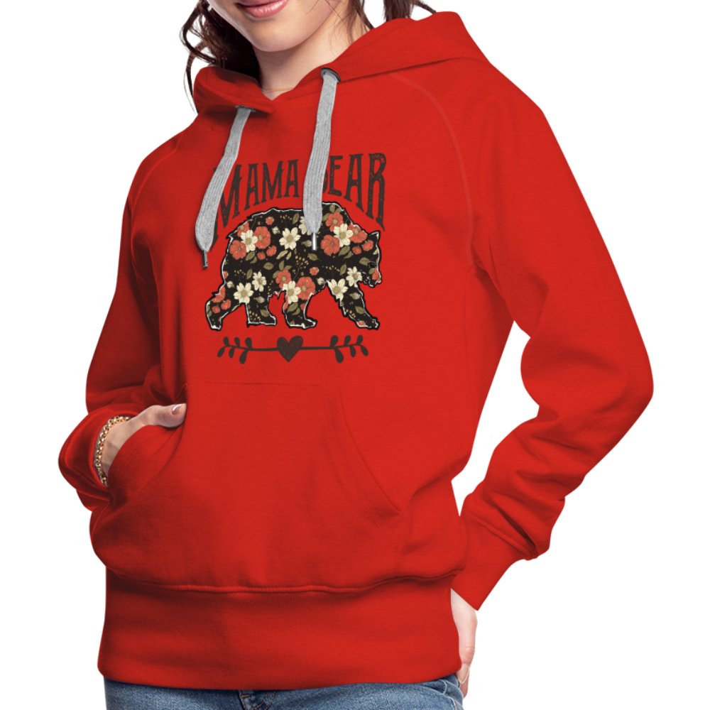 Mama Bear Premium Hoodie (Floral Design) - red