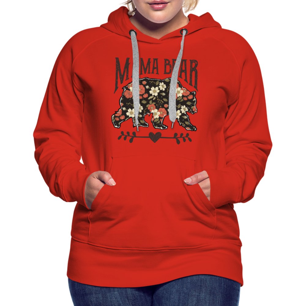 Mama Bear Premium Hoodie (Floral Design) - red