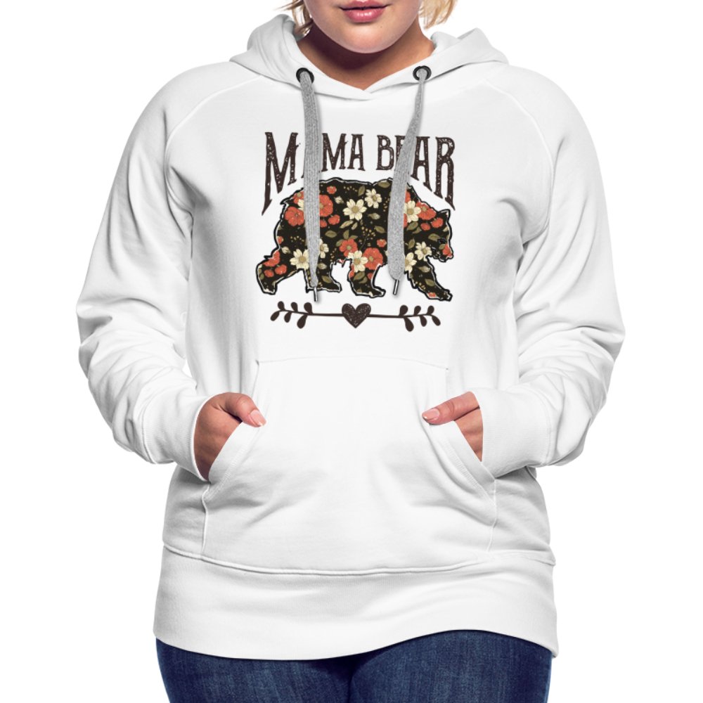 Mama Bear Premium Hoodie (Floral Design) - white