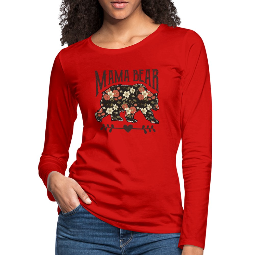 Mama Bear Premium Long Sleeve T-Shirt (Floral Design) - red