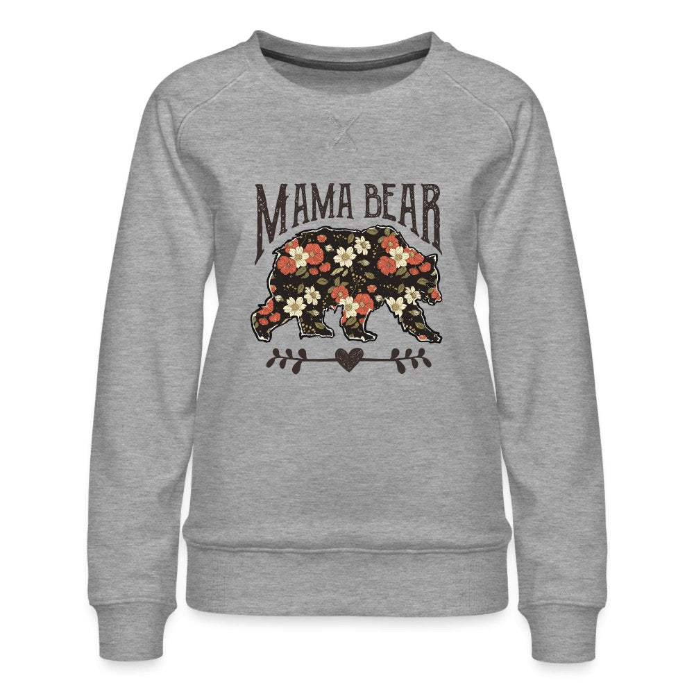 Mama Bear Premium Sweatshirt (Floral Design) - heather grey