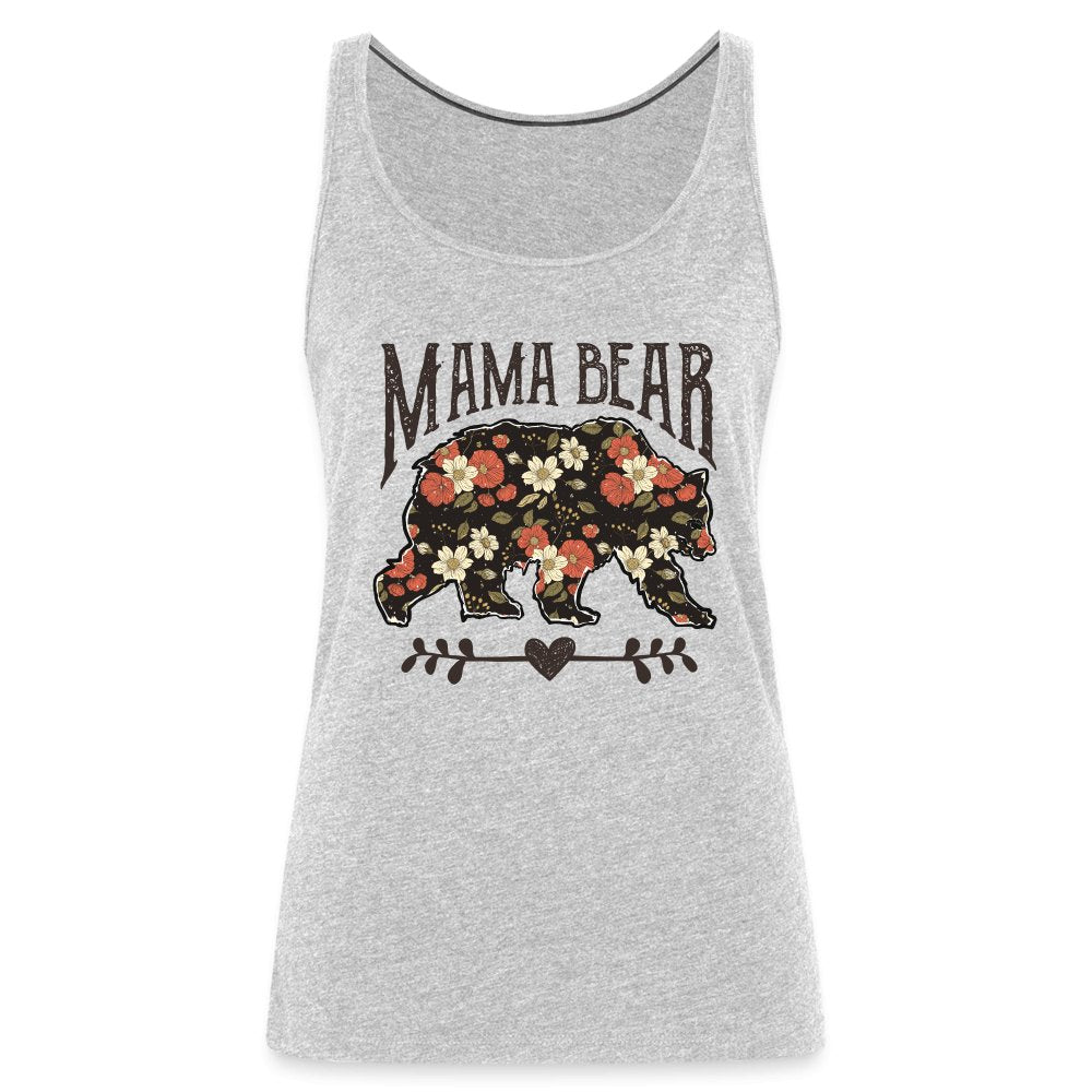 Mama Bear Women’s Premium Tank Top (Floral Design) - heather gray