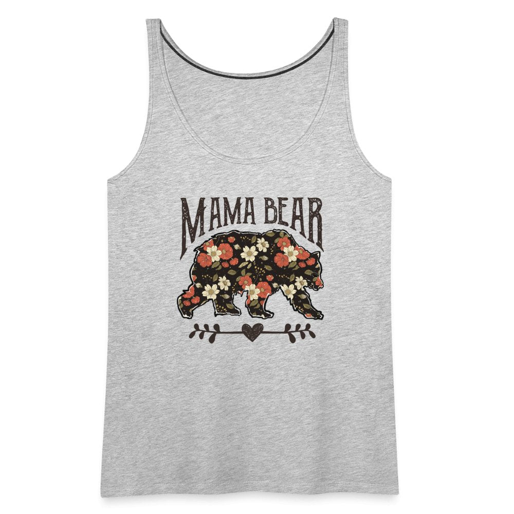 Mama Bear Women’s Premium Tank Top (Floral Design) - heather gray