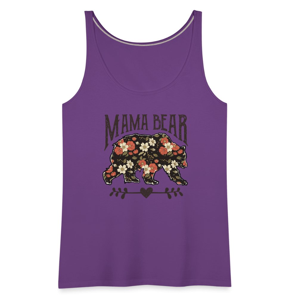 Mama Bear Women’s Premium Tank Top (Floral Design) - purple