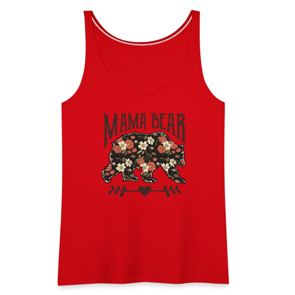 Mama Bear Women’s Premium Tank Top (Floral Design) - red