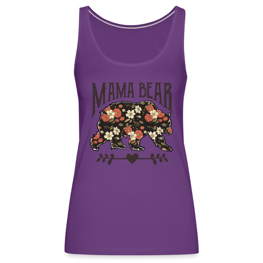 Mama Bear Women’s Premium Tank Top (Floral Design) - white