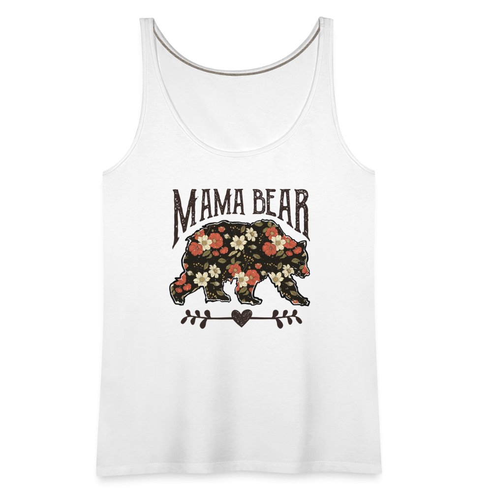 Mama Bear Women’s Premium Tank Top (Floral Design) - white