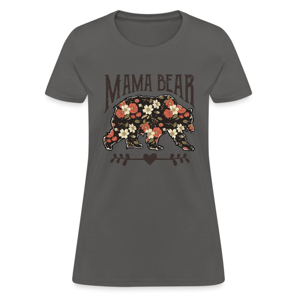 Mama Bear Women's T-Shirt (Floral Design) - charcoal