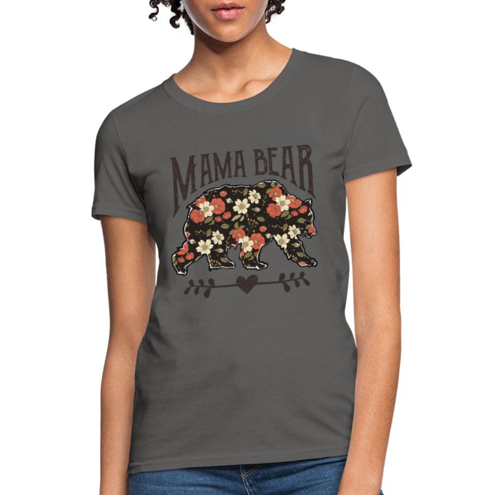 Mama Bear Women's T-Shirt (Floral Design) - charcoal