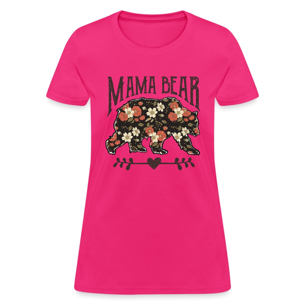 Mama Bear Women's T-Shirt (Floral Design) - fuchsia