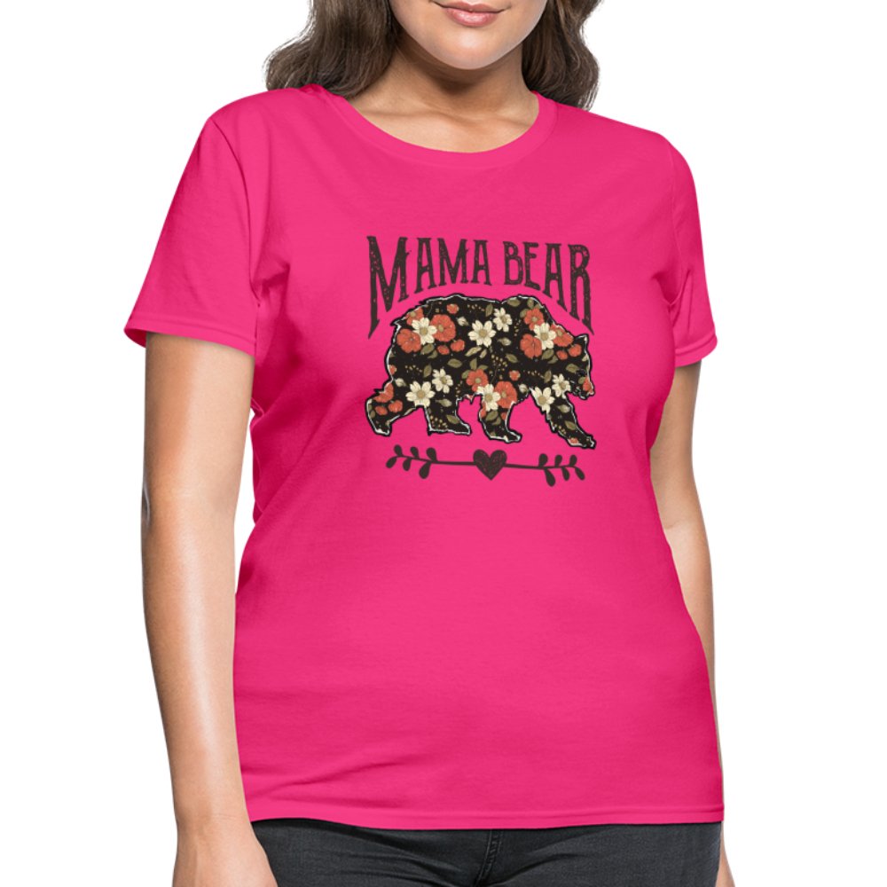 Mama Bear Women's T-Shirt (Floral Design) - fuchsia