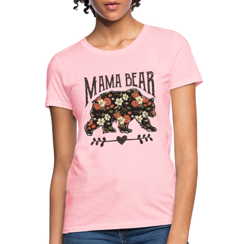 Mama Bear Women's T-Shirt (Floral Design) - pink