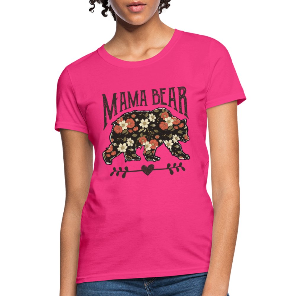 Mama Bear Women's T-Shirt (Floral Design) - pink