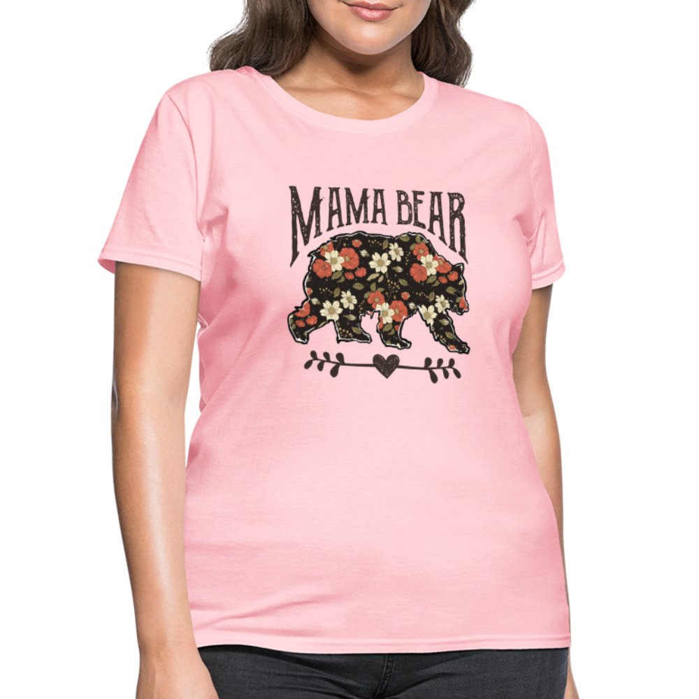 Mama Bear Women's T-Shirt (Floral Design) - pink