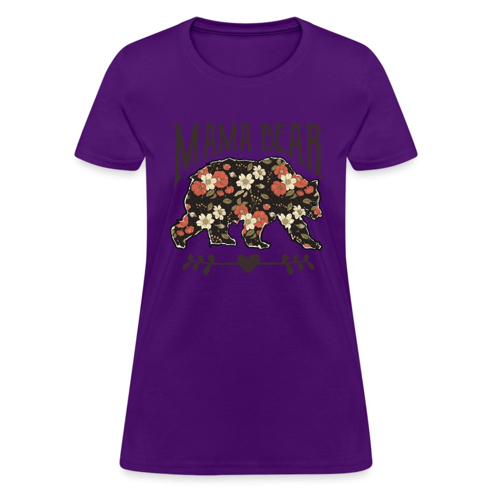 Mama Bear Women's T-Shirt (Floral Design) - purple