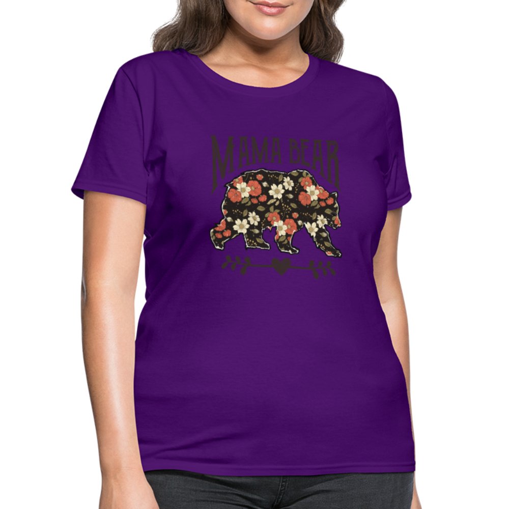 Mama Bear Women's T-Shirt (Floral Design) - purple