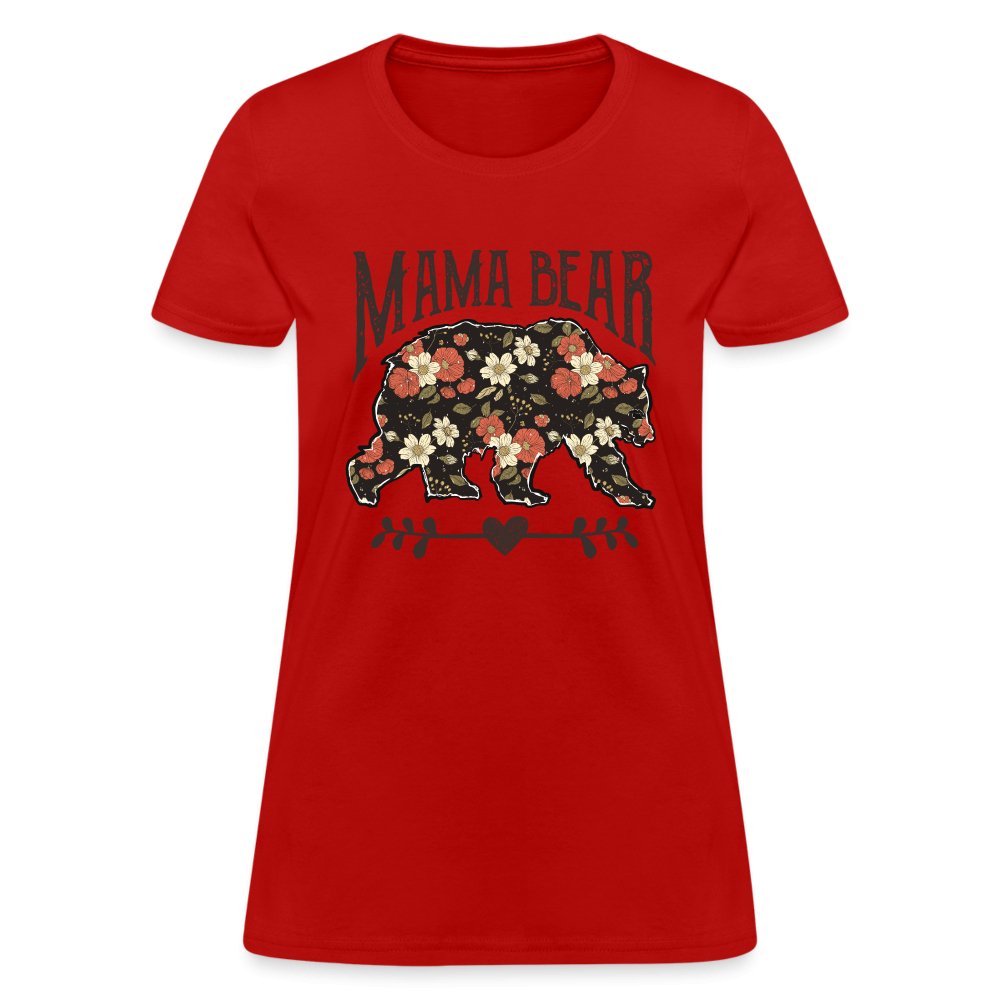 Mama Bear Women's T-Shirt (Floral Design) - red