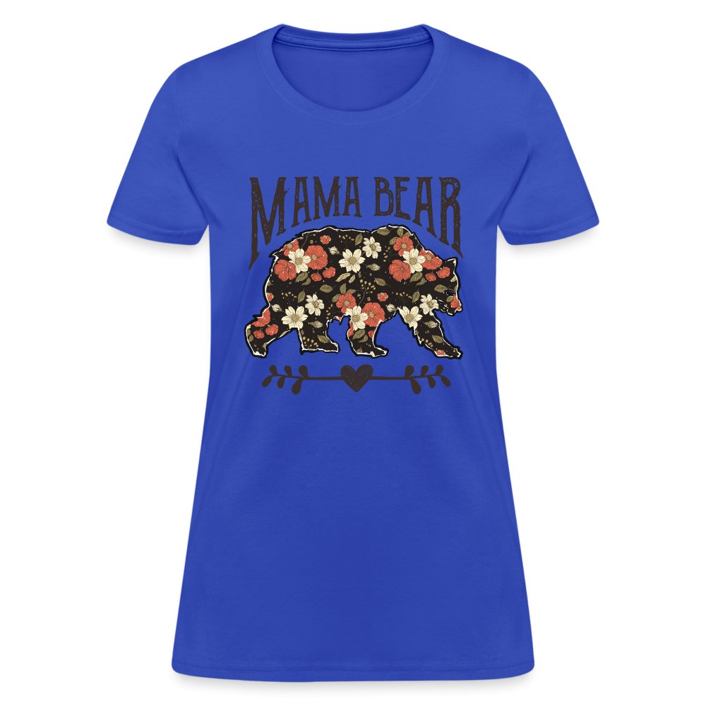 Mama Bear Women's T-Shirt (Floral Design) - royal blue