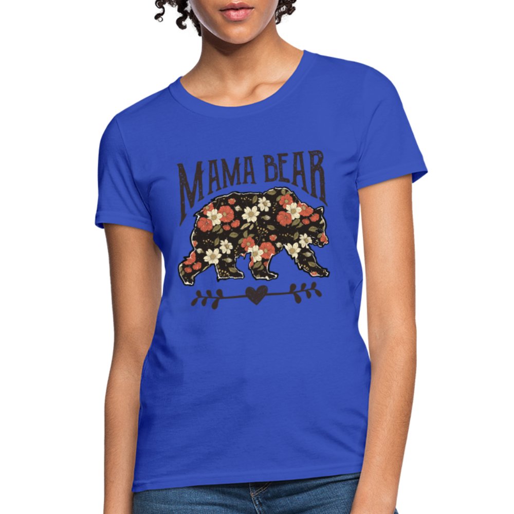 Mama Bear Women's T-Shirt (Floral Design) - royal blue